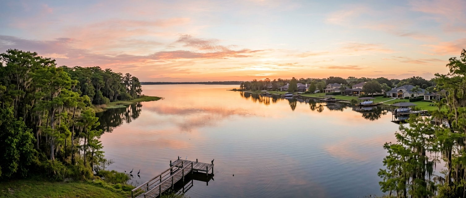 Sunrise view of Lake Tohopekaliga in St. Cloud FL — one of Central Florida's most breathtaking natural lakes and the waterfront lifestyle anchor of the fastest-growing city in Osceola County