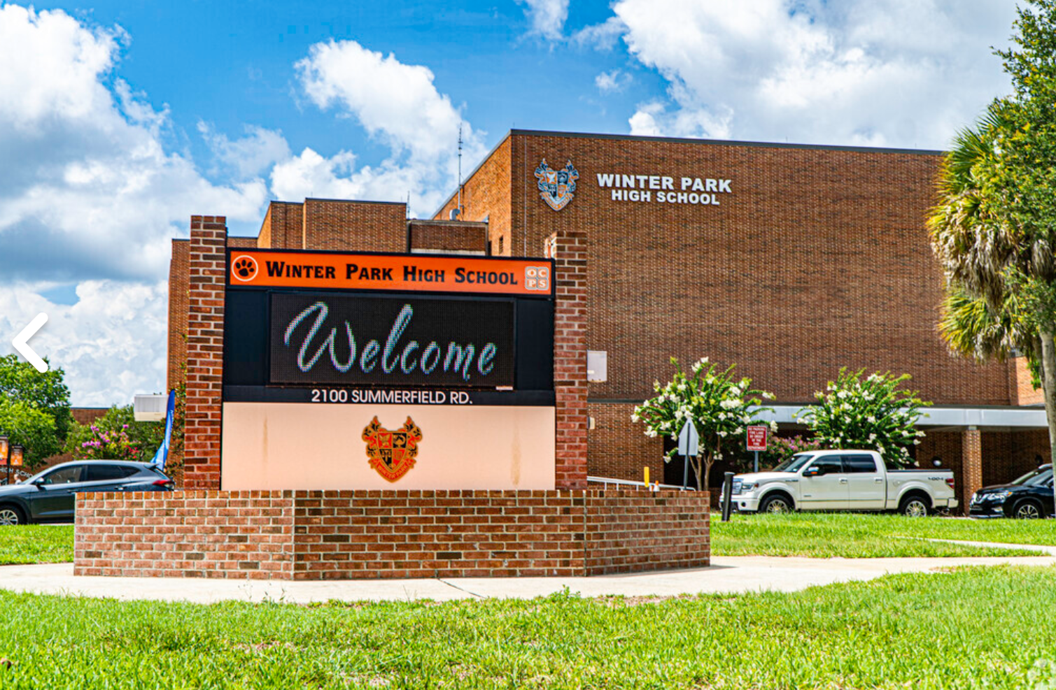 Winter Park High School exterior -- condos for sale in the Winter Park school district