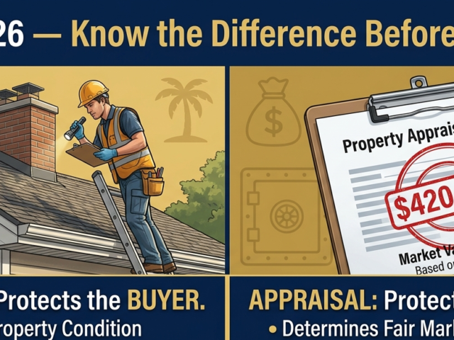 Home Inspection vs. Appraisal in Florida 2026: What Every Buyer and Seller Must Know Before Closing