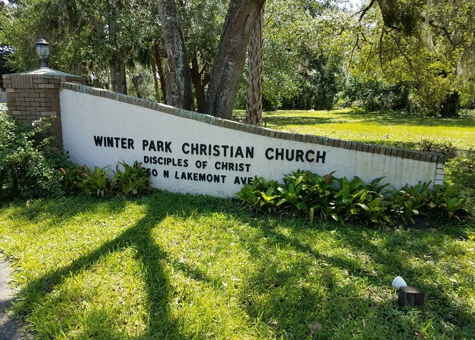 Original Winter Park Christian Church sign on Lakemont Avenue, Winter Park FL